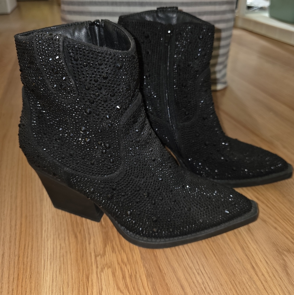 Very G Rhinestone Ankle Boots